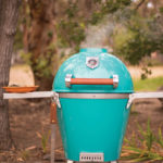 The Caliber Pro Kamado stainless steel cart is a durable and stylish addition to any outdoor kitchen.